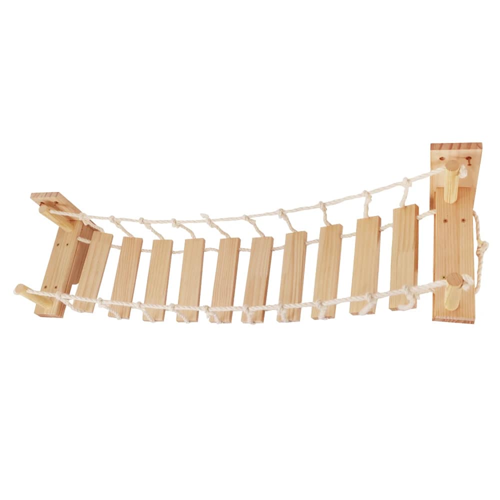 39.4In Wall-mounted Cat Roped Bridge for Indoor Cats Steps with Sisal Wall Wooden Furniture for Sleeping Playing Climbing - Image 2